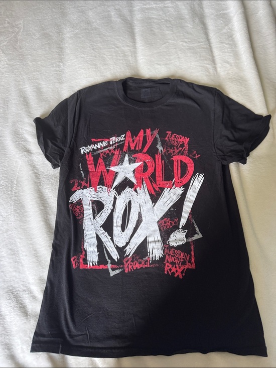 WWE Tops - WWE Roxanne Perez Black Tee with Red & White 'My World ROX!' Graphic